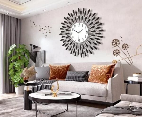 Diamonds Metallic Wall Clock Black - Image 3