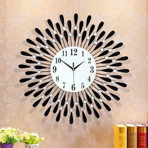 Diamonds Metallic Wall Clock Black - Image 2