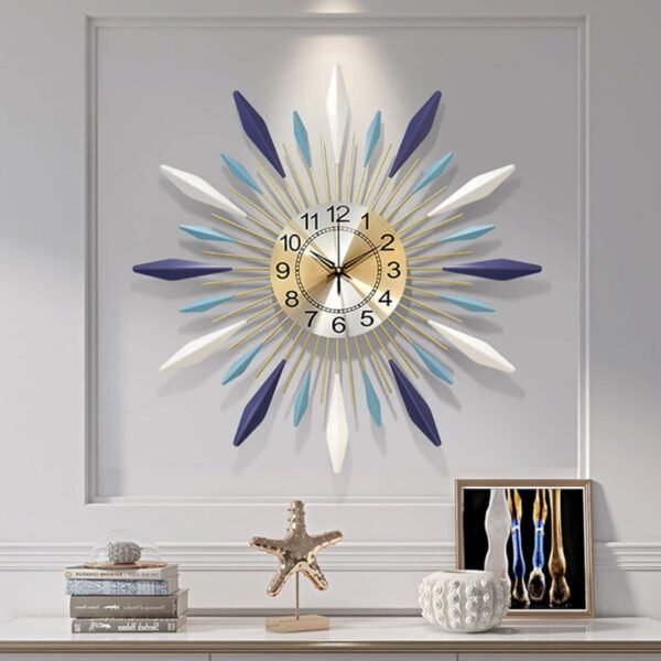 Large Wall Clock Metal Decorative, Mid Century Silent Non-Ticking Big Clocks - Image 3