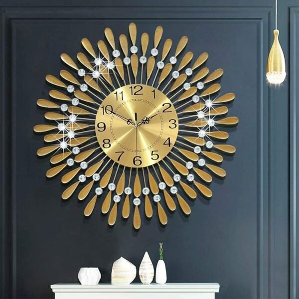 Diamonds Metallic Wall Clock Gold - Image 2
